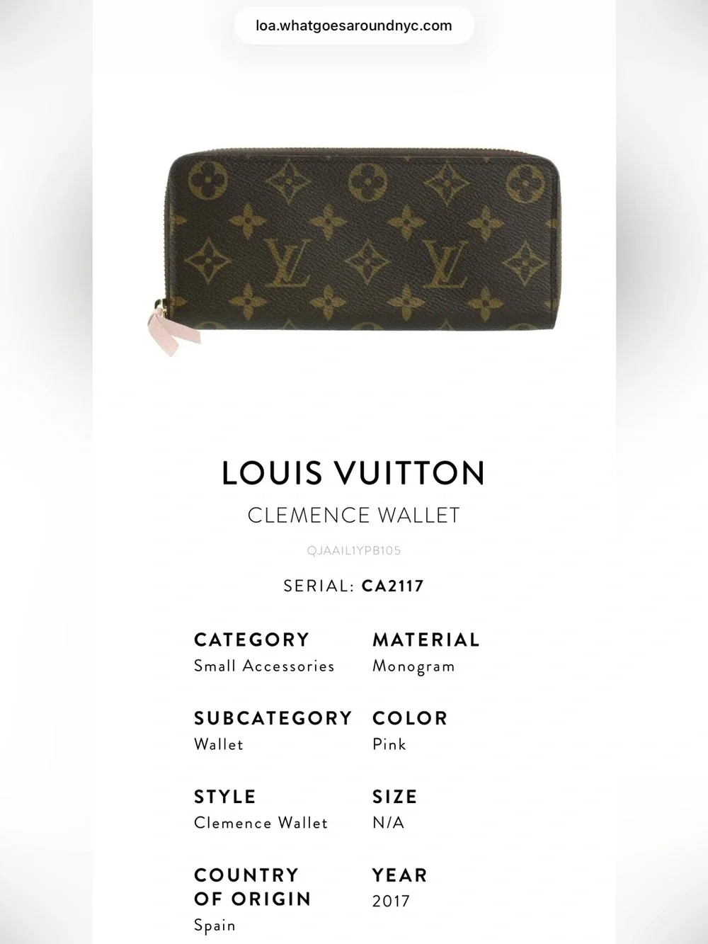 Louis Vuitton Monogram Zip Around Wallet in Brown and Gold